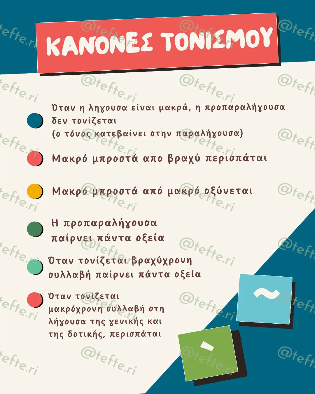 Εκπαιδευτικό υλικό «Κανόνες τονισμού» για το Γυμνάσιο (2 σελίδες).