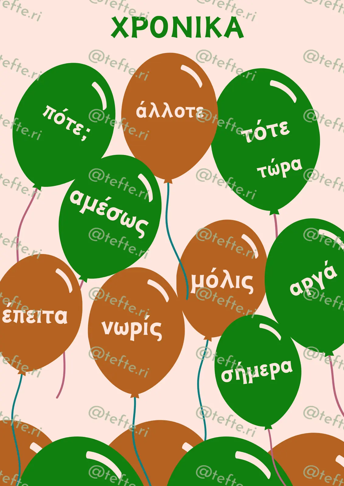 Εκπαιδευτικό υλικό «Επιρρήματα χρονικά» για το Δημοτικό.