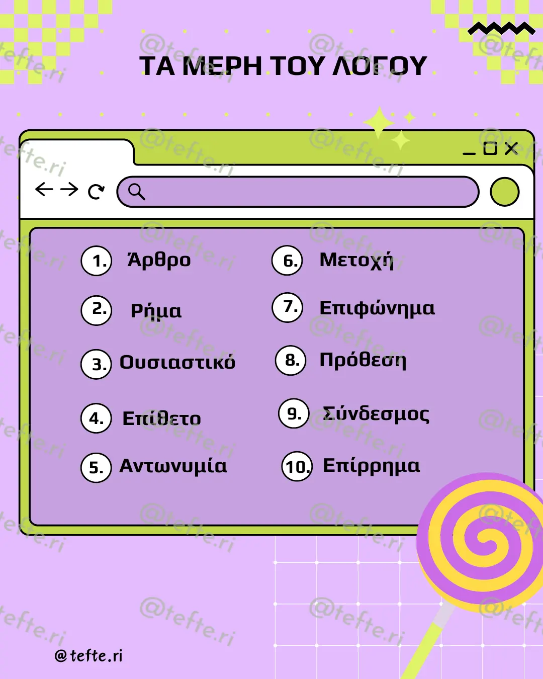 Εκπαιδευτικό υλικό «Μέρη του λόγου» για το Δημοτικό (3 σελίδες).